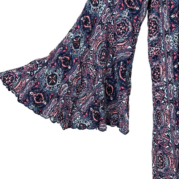 Uncle Frank Bell Sleeve Bohemian Dress Women M - Picture 3 of 6
